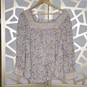 American‎ Eagle AEO Peasant Boho Top Balloon Sleeves Square Neck